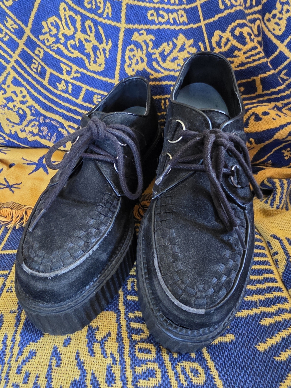 Demonia Black Suede Vegan Creeper Lace-Up Shoe